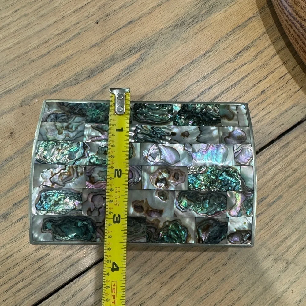 Vintage alpaca‎ Mexico Mexican Abalone shell jewelry box trinket box